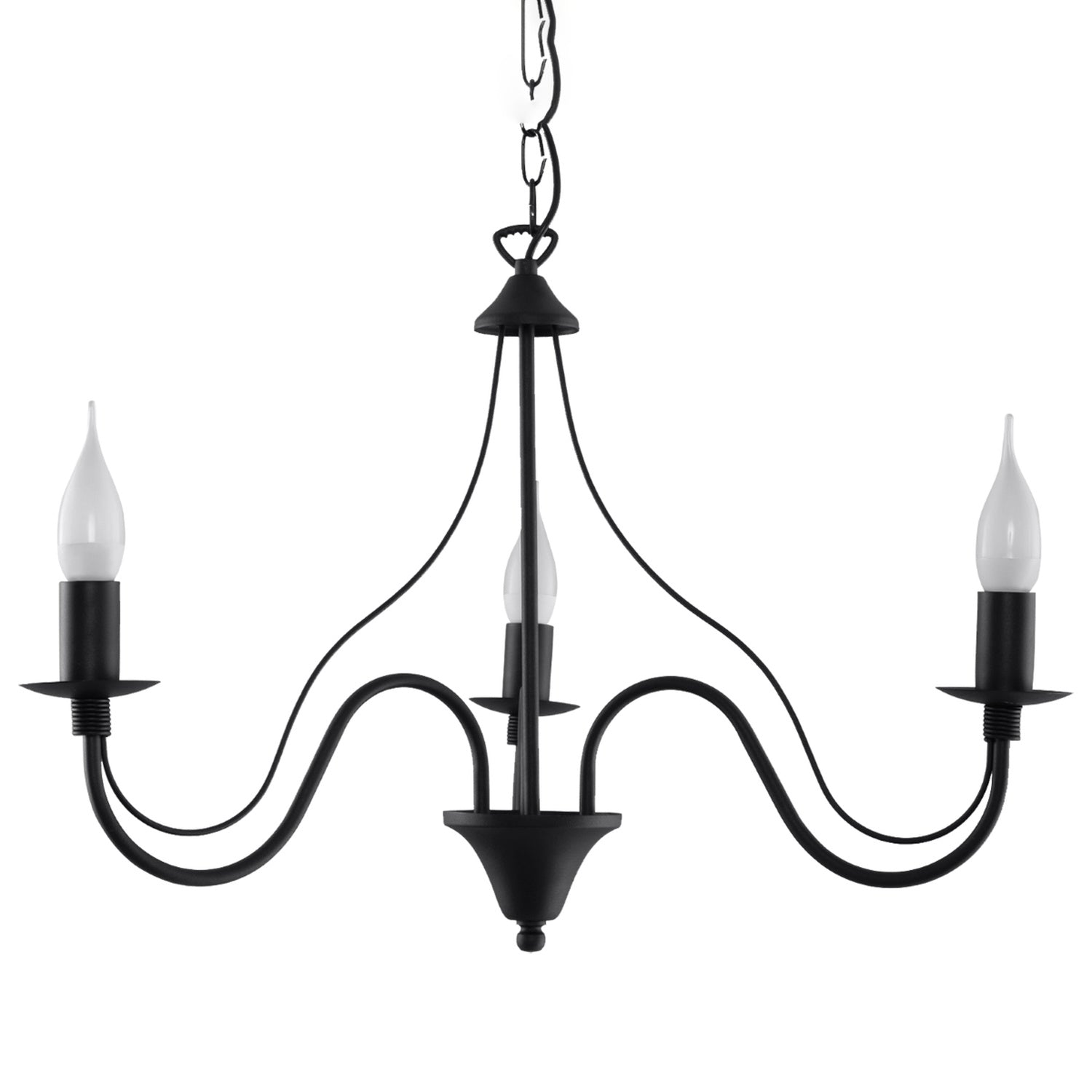 Lustre Minerwa 3 noir, chandelier bougeoir