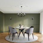 Lustre Minerwa 3 noir au-dessus d'une table de salle à manger
