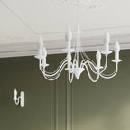 Lustre Minerwa 5 blanc et appliques assorties dans une salle à manger