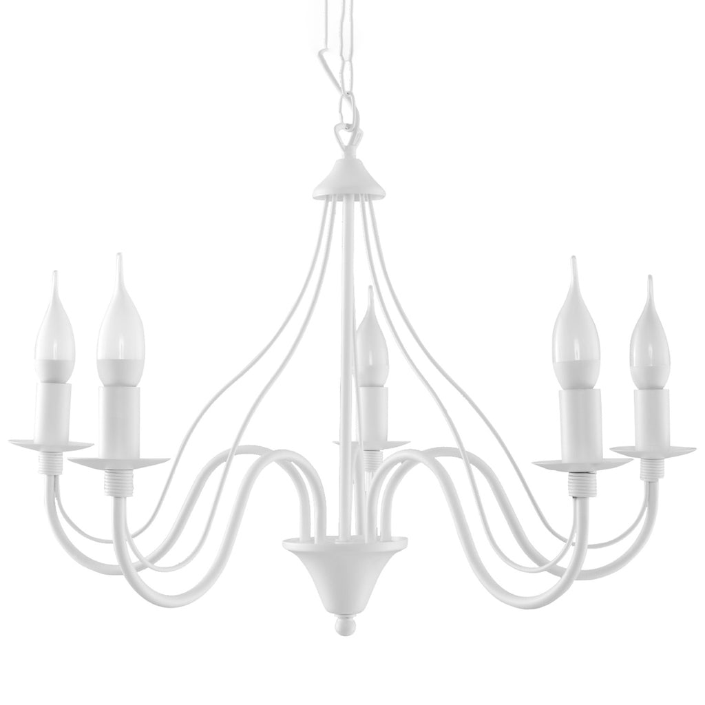Lustre Minerwa 5 blanc, chandelier bougeoir