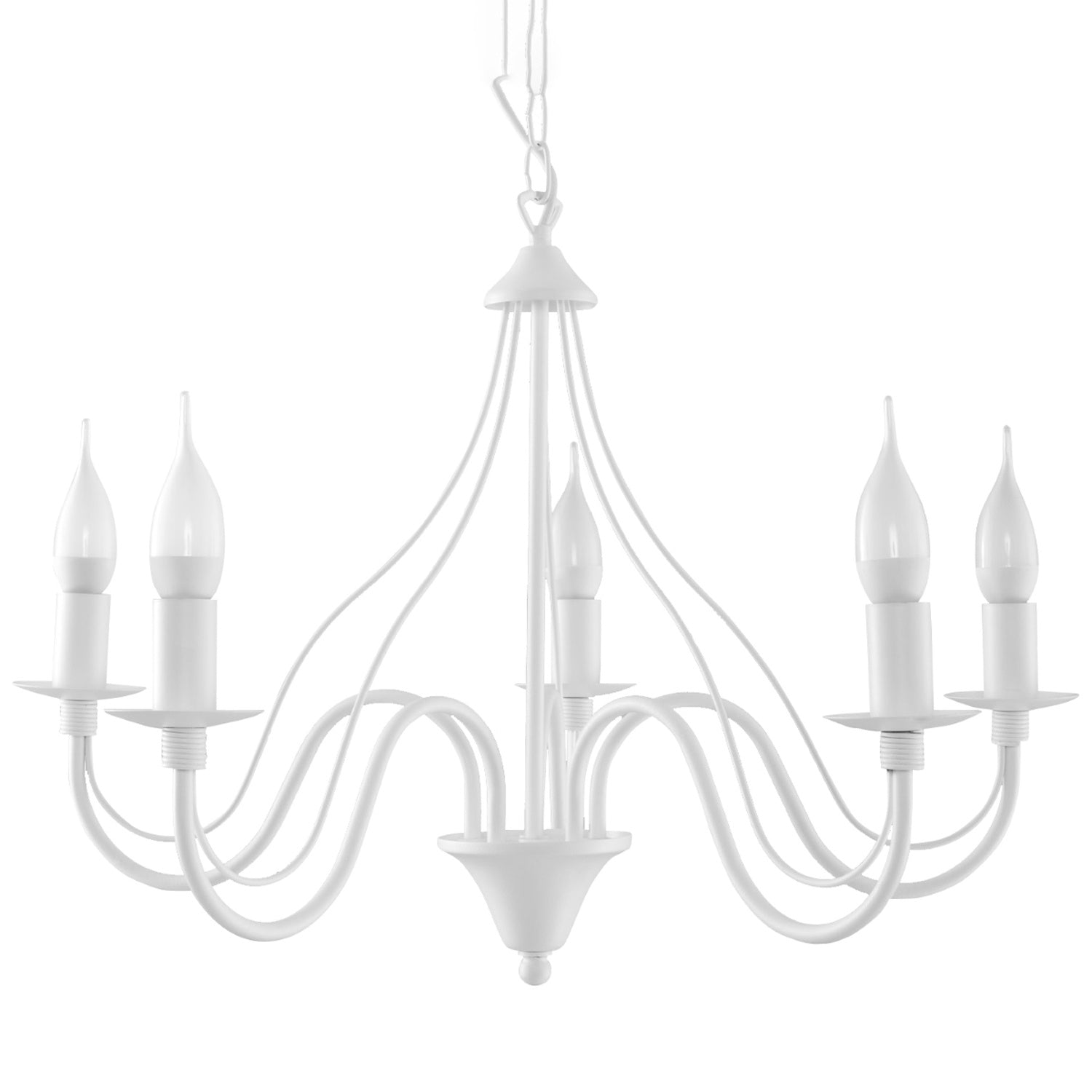 Lustre Minerwa 5 blanc, chandelier bougeoir