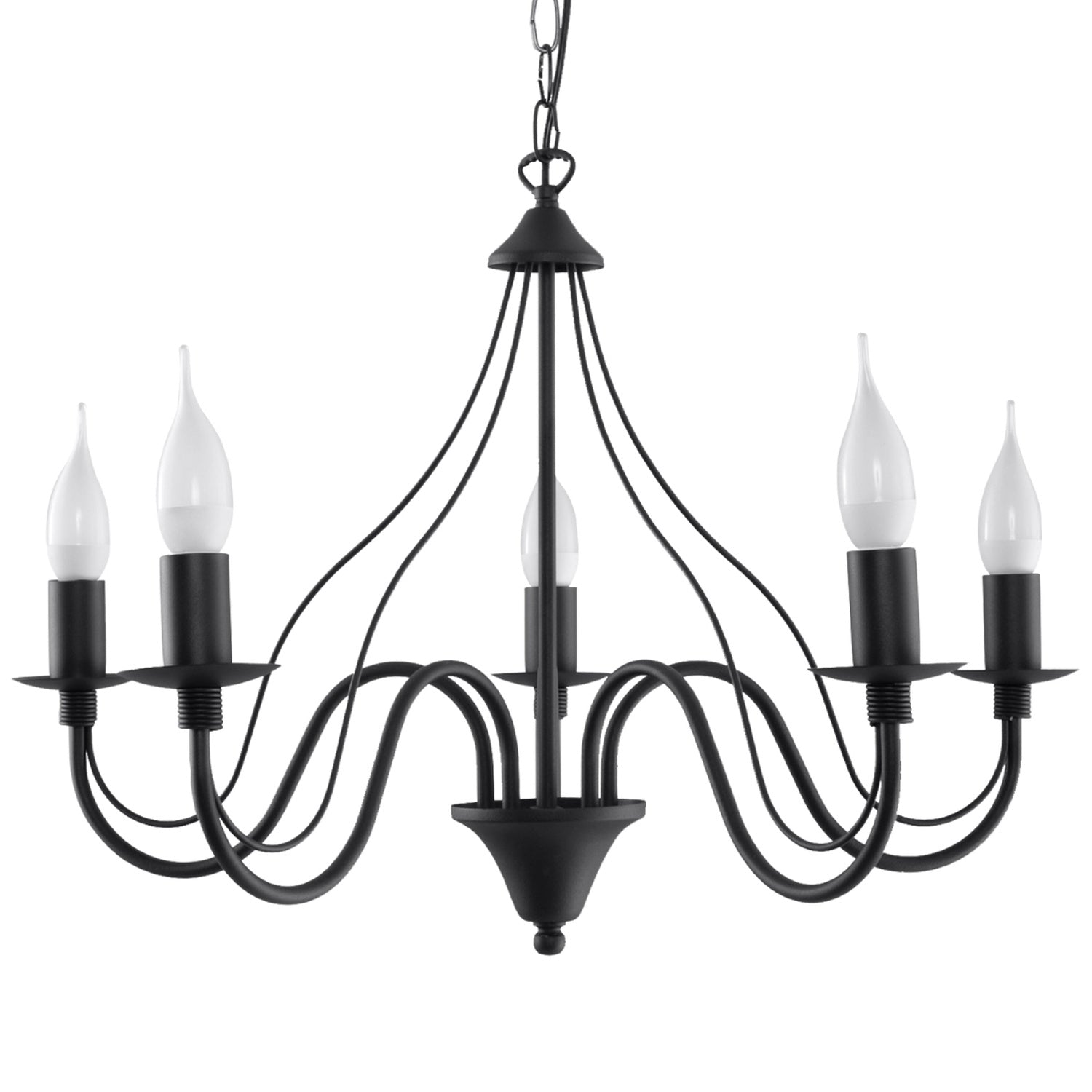 Lustre Minerwa 5 noir, chandelier bougeoir