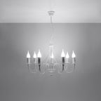Lustre Minerwa 7 blanc allumé, ampoules bougie