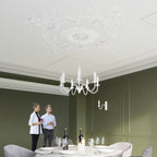 Lustre Minerwa 7 blanc dans une salle à manger classique