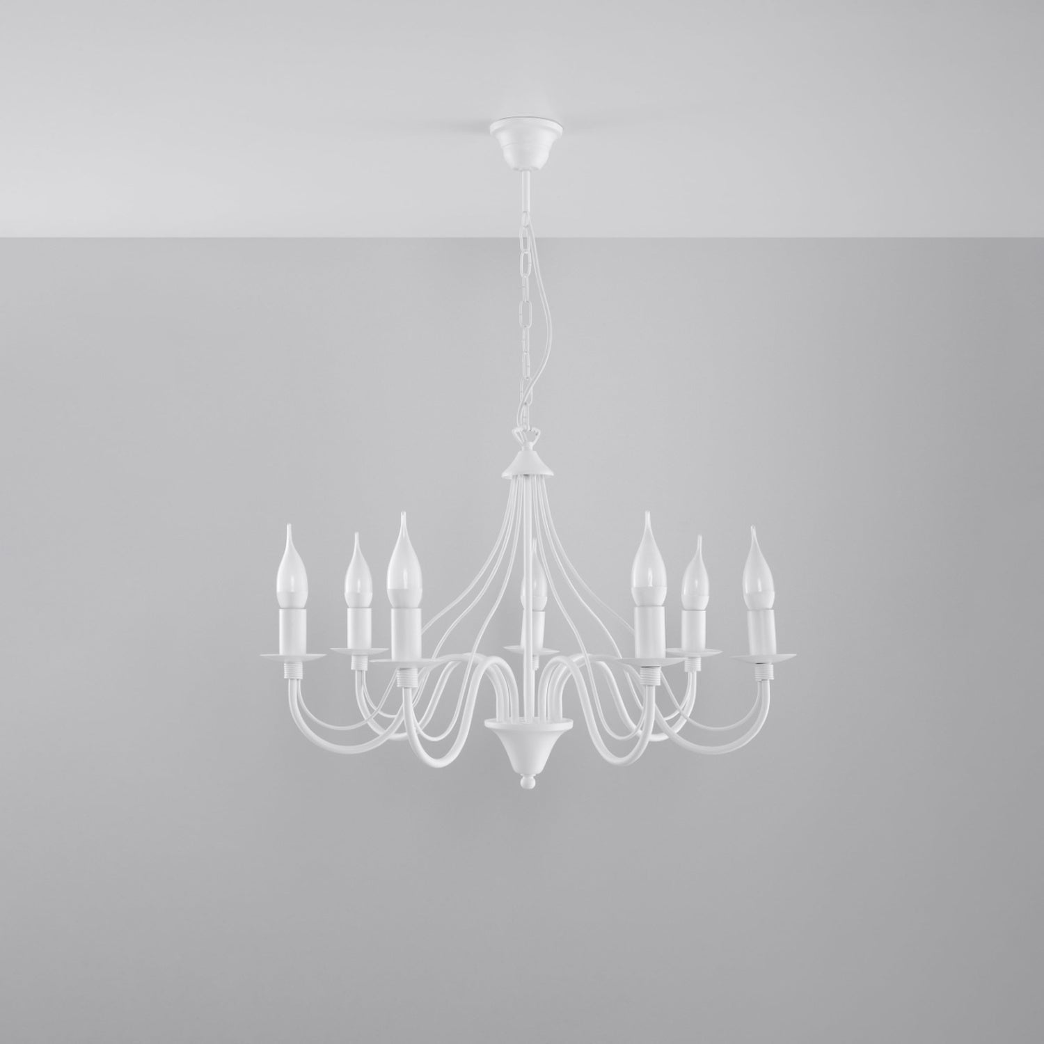 Lustre Minerwa 7 blanc suspendu au plafond