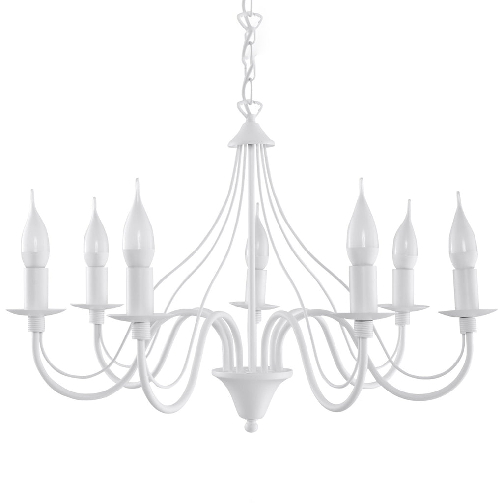 Lustre Minerwa 7 blanc, chandelier bougeoir