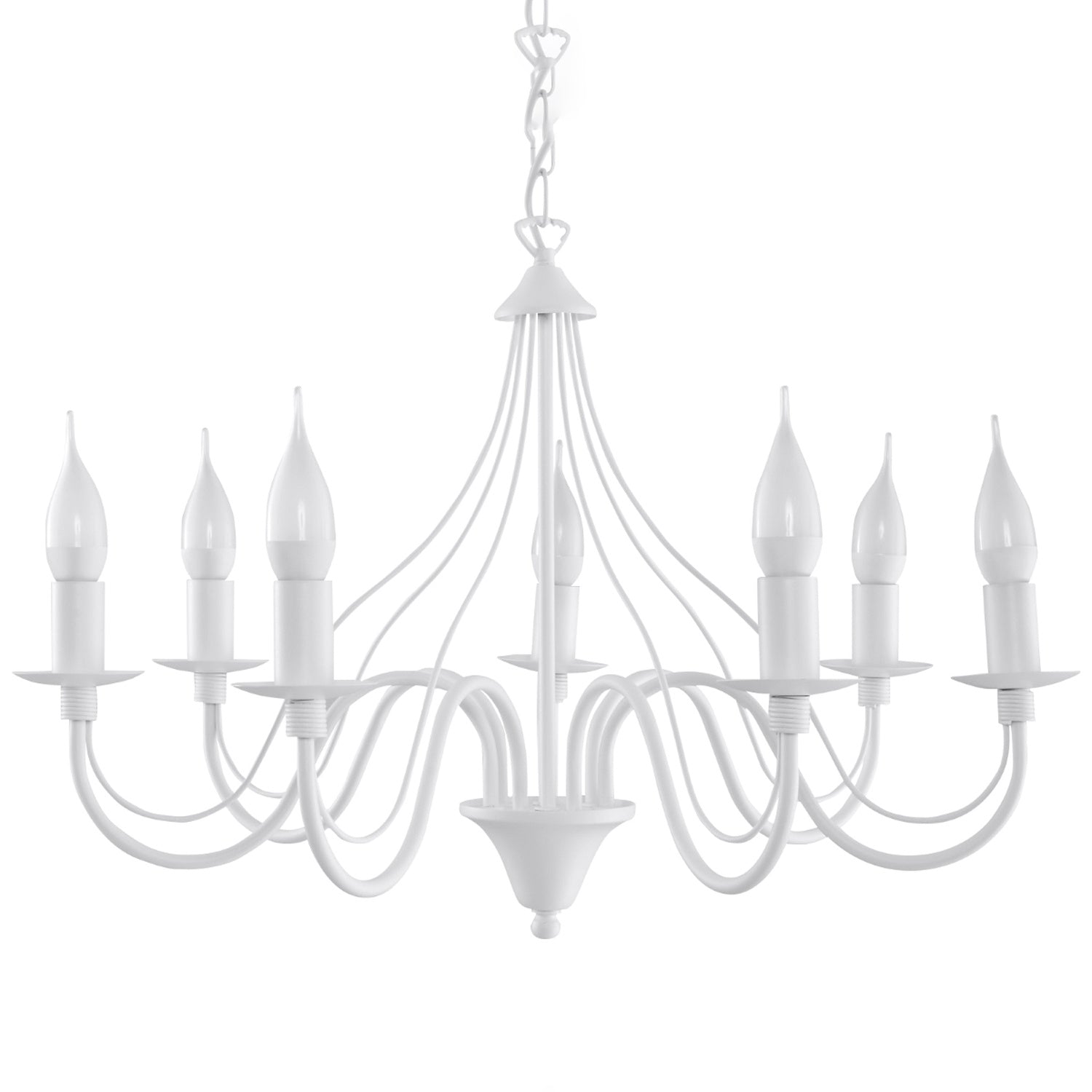 Lustre Minerwa 7 blanc, chandelier bougeoir