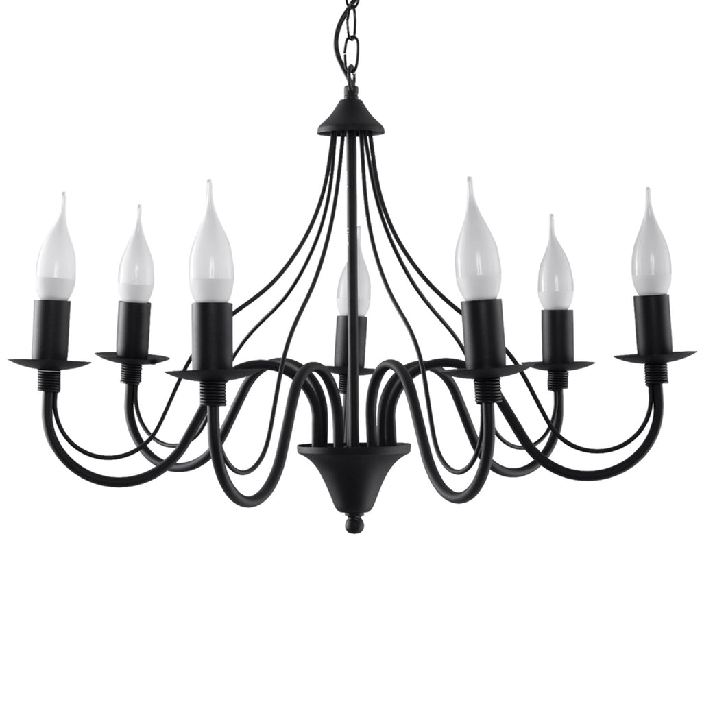 Lustre Minerwa 7 noir, chandelier bougeoir