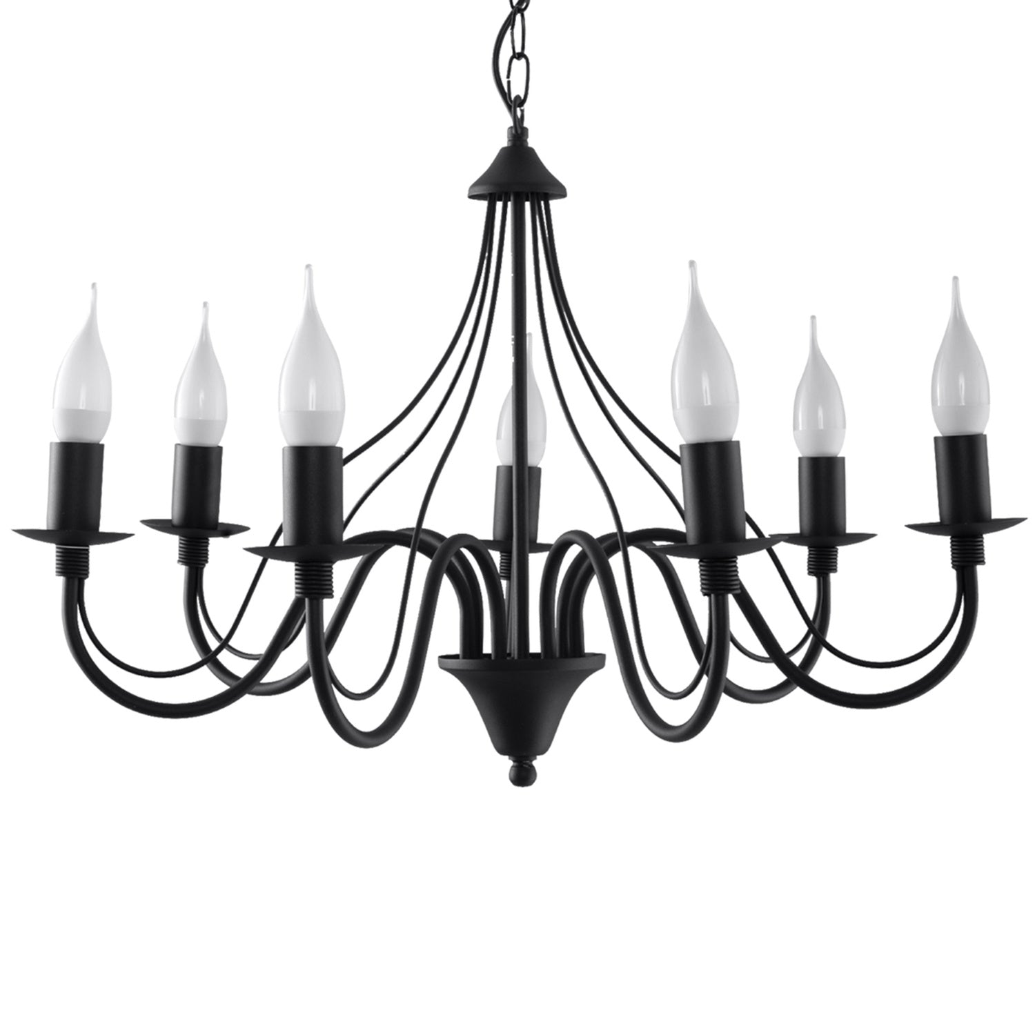 Lustre Minerwa 7 noir, chandelier bougeoir