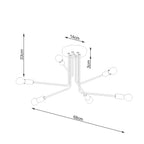 Schéma coté du lustre Norah envergure 68 cm retombée 33 cm et rosace de 14 cm