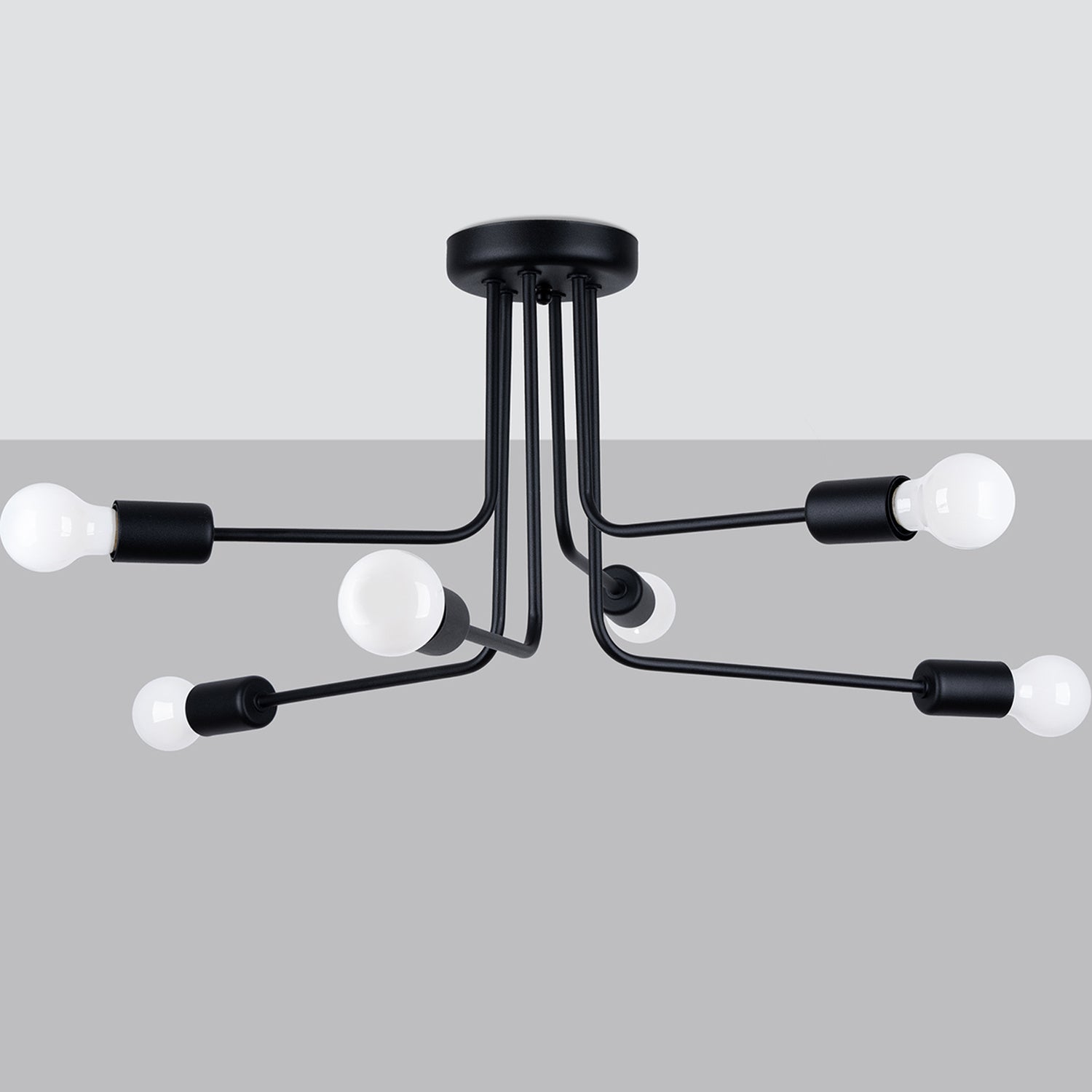 Lustre Norah 6 métal noir E27 de profil