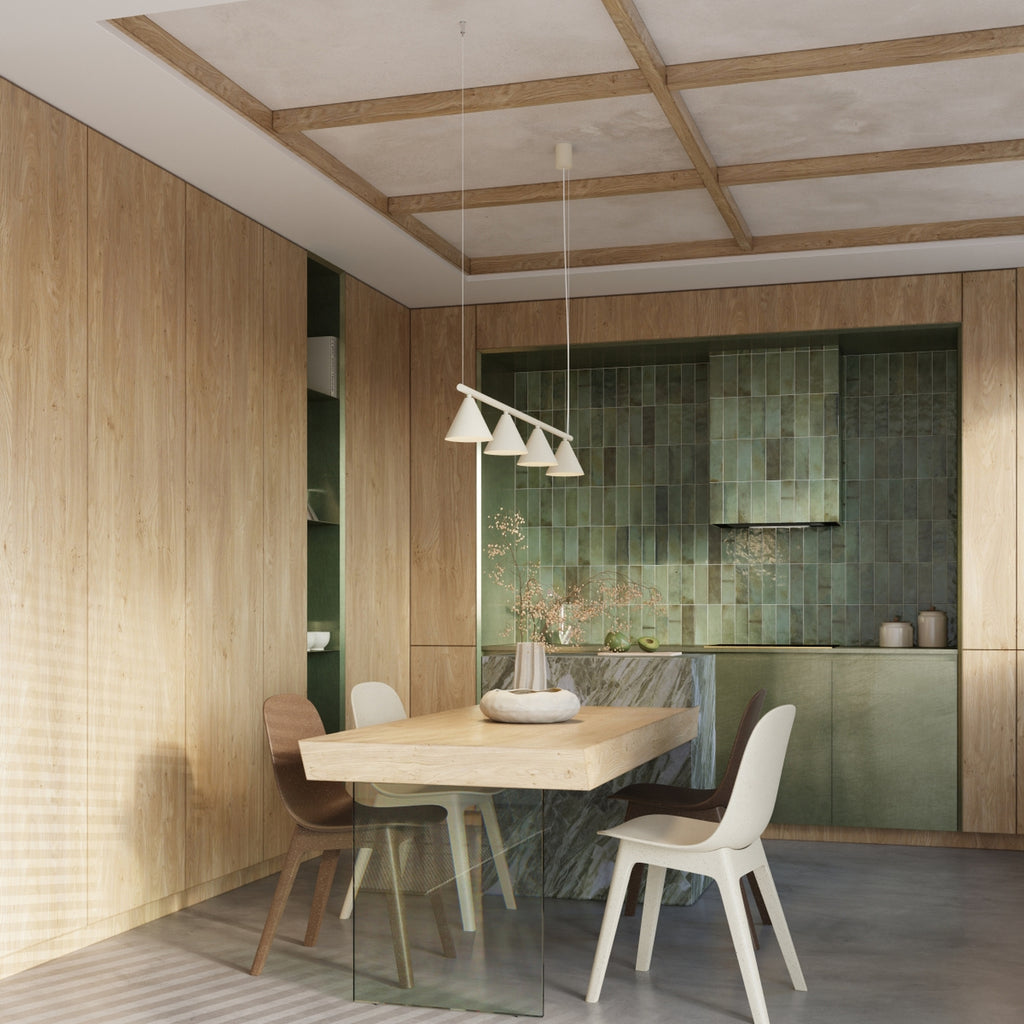Lustre Nox 4 cônes acier beige E14, vue 14
