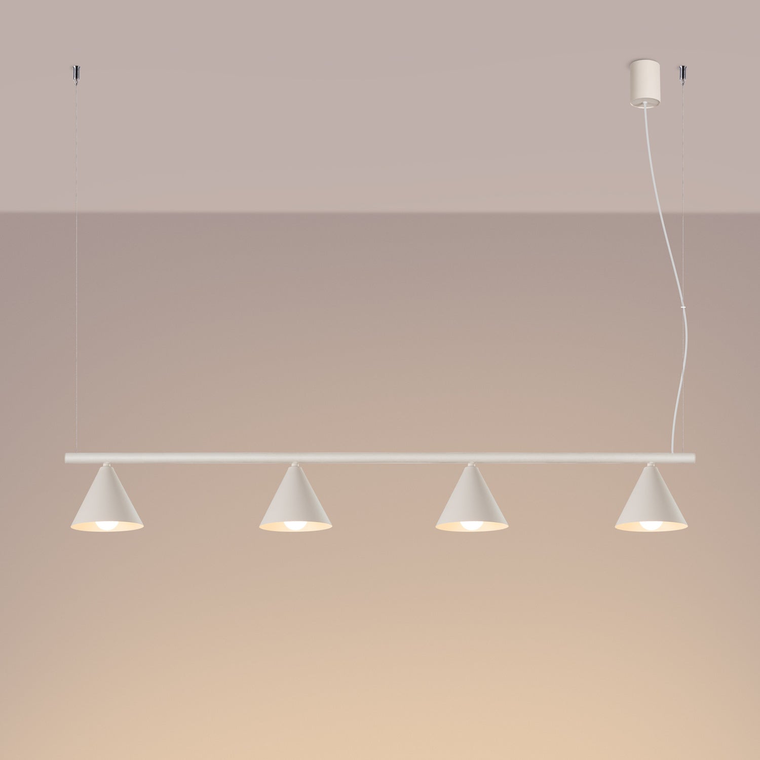 Lustre Nox 4 cônes acier beige E14, vue 3