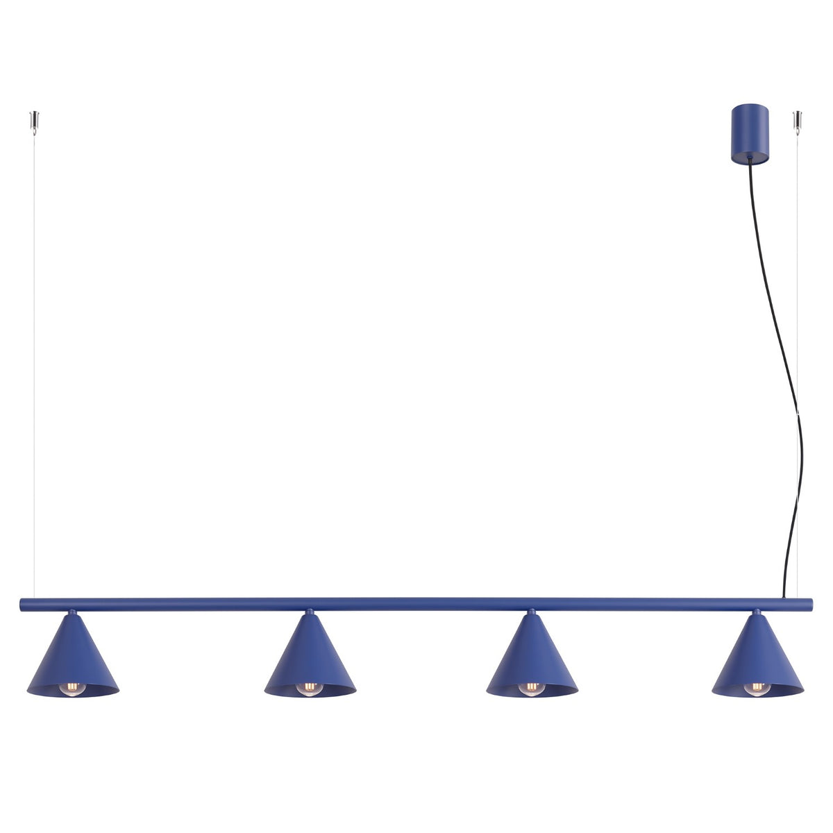 Lustre Nox 4 cônes acier E14, finition laque bleu outremer