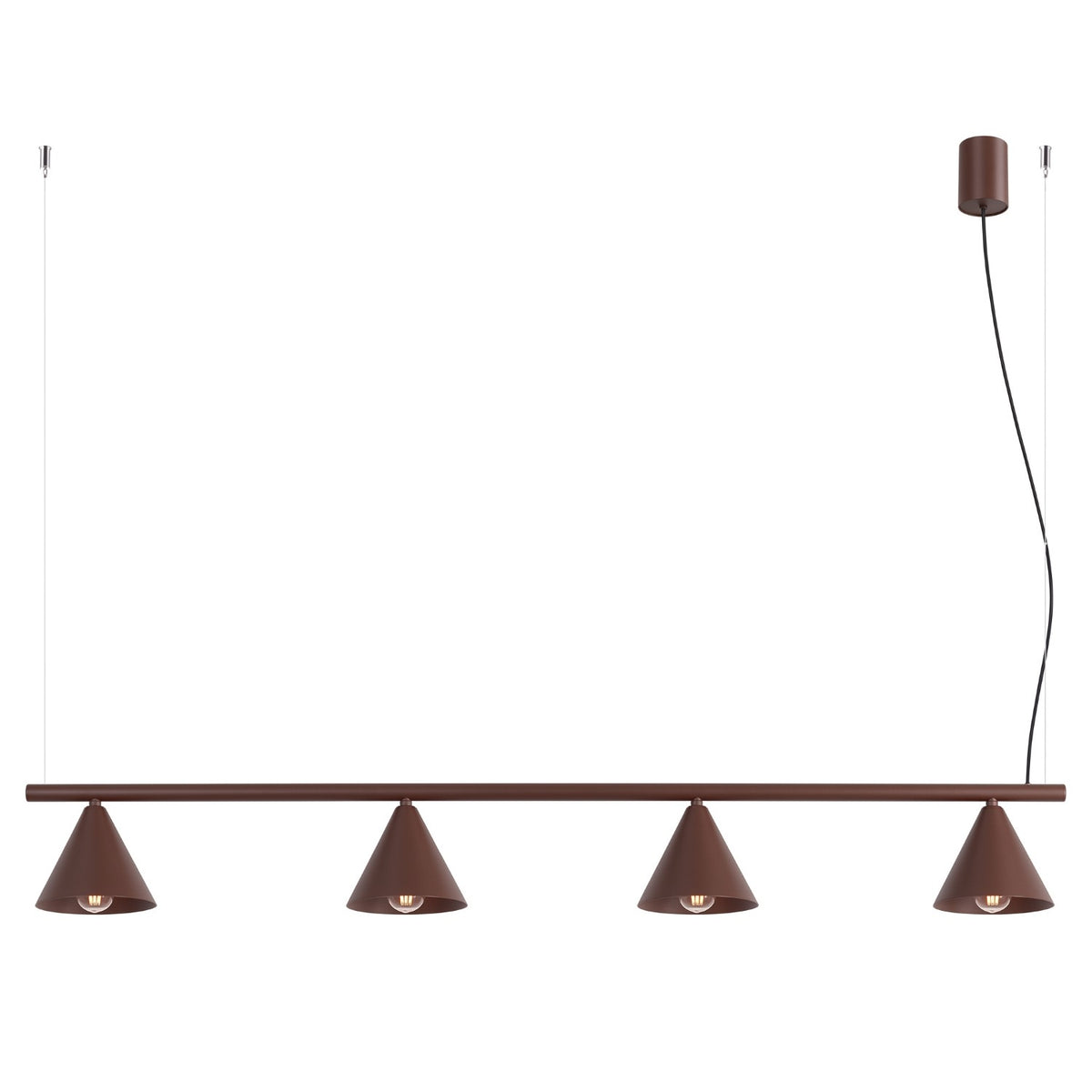 Lustre Nox 4 cônes acier E14, finition laque brune