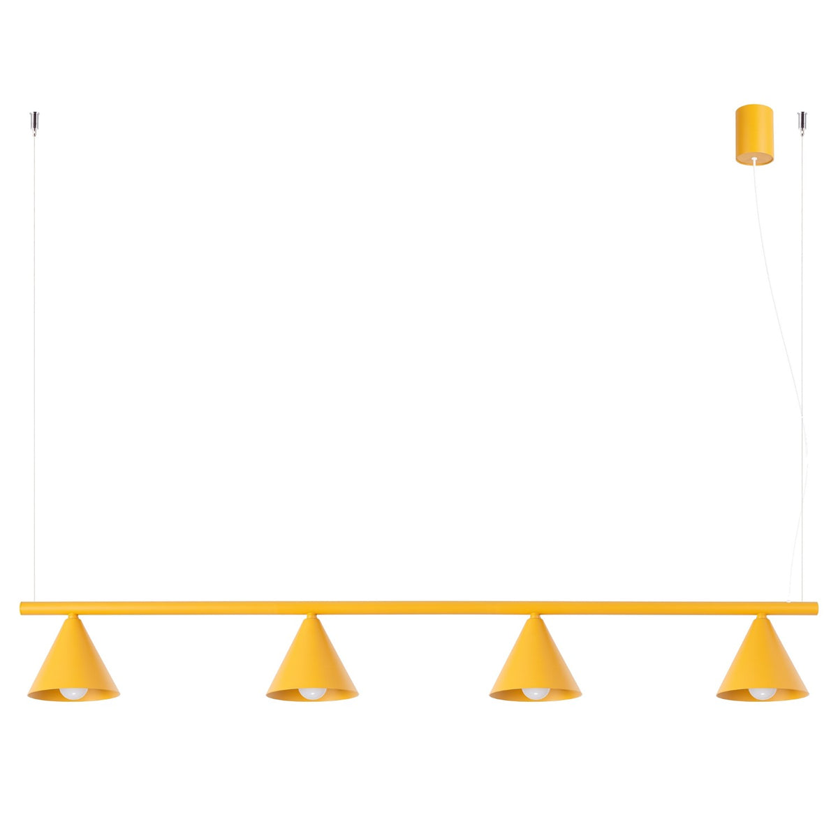 Lustre Nox 4 cônes acier E14, finition laque jaune