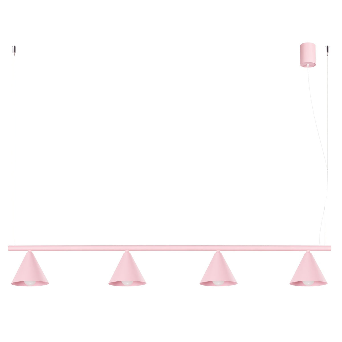 Lustre Nox 4 cônes acier E14, finition laque rose