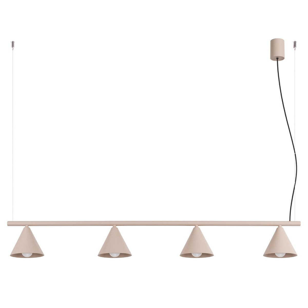 Lustre Nox 4 cônes acier E14, finition laque taupe