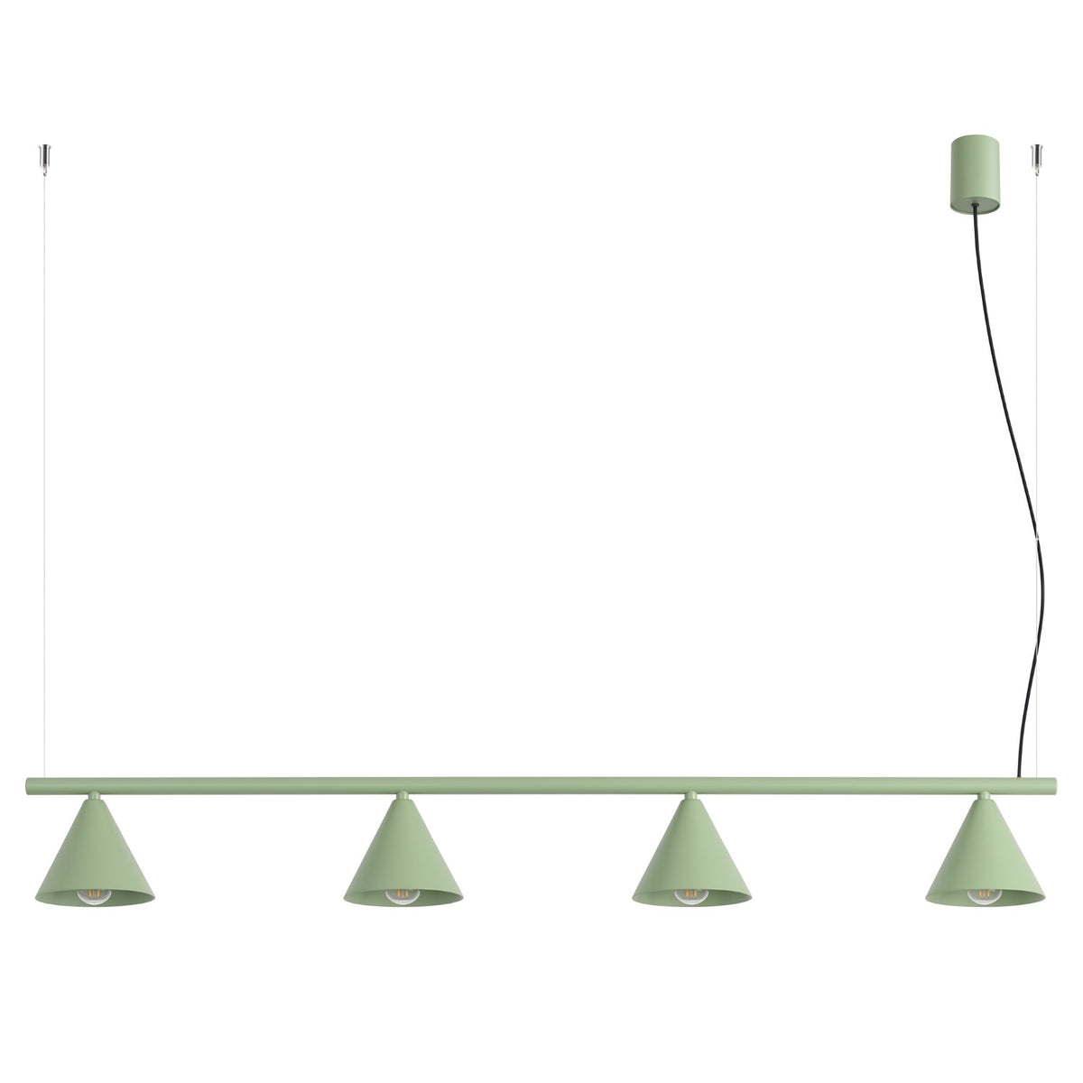 Lustre Nox 4 cônes acier E14, finition laque vert sauge