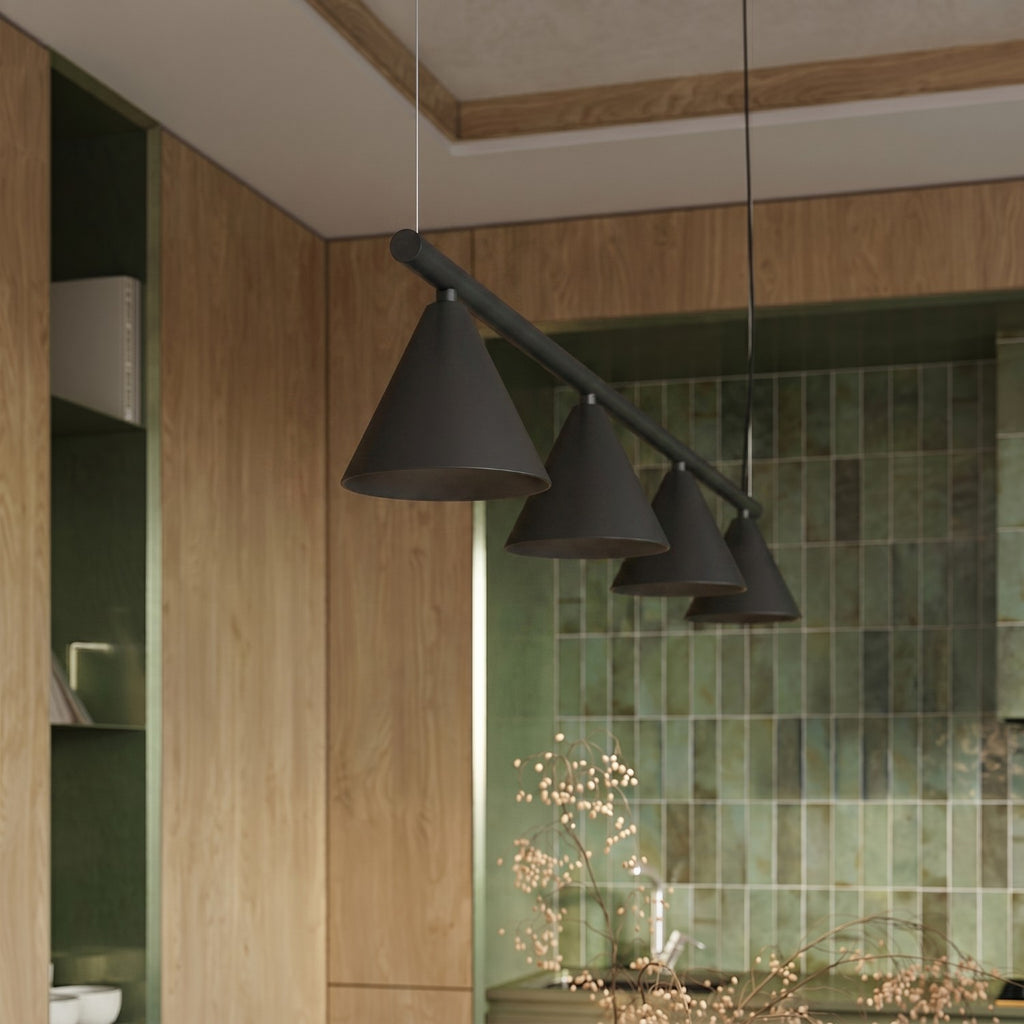 Lustre Nox 4 cônes acier noir E14, vue 15