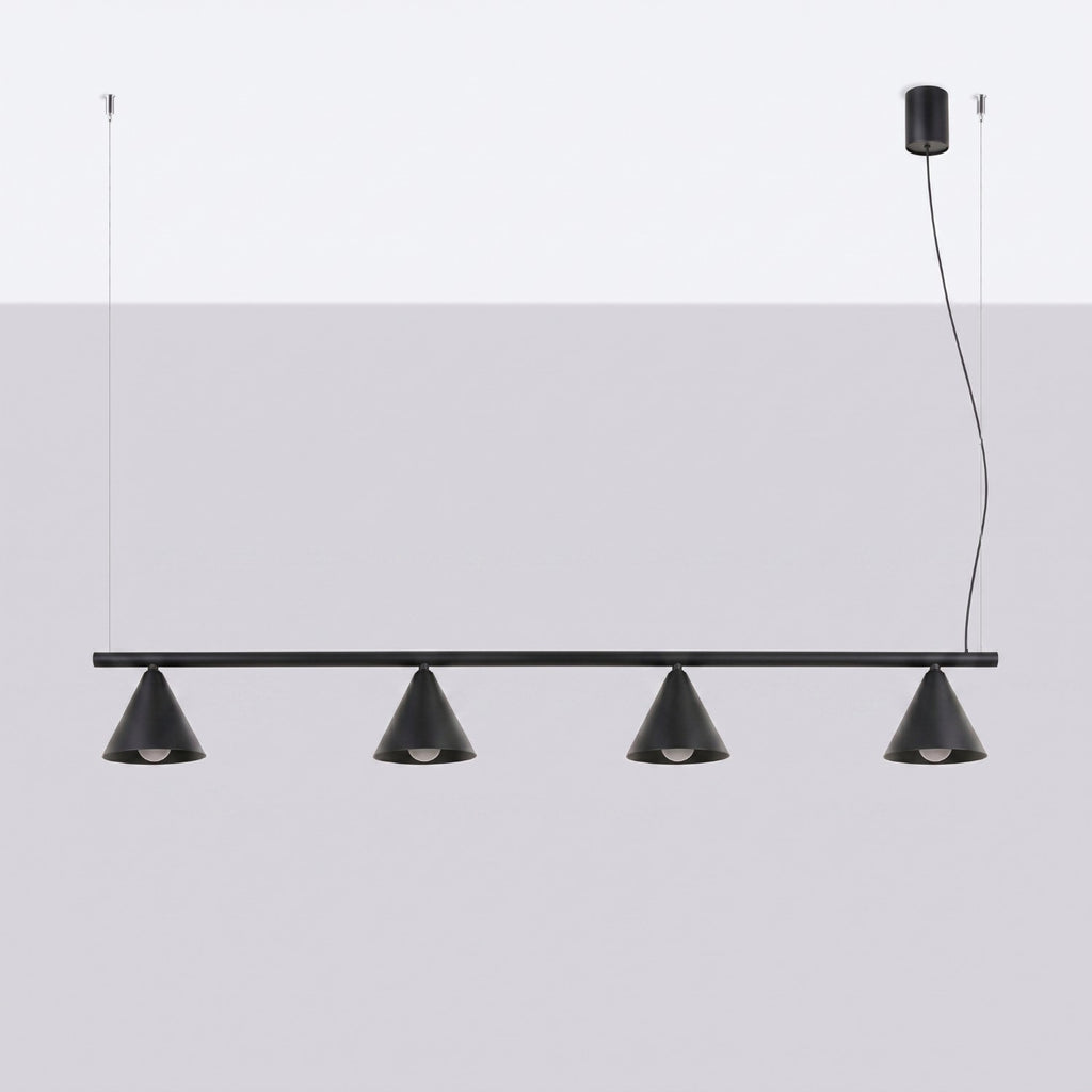 Lustre Nox 4 cônes acier noir E14, vue 2