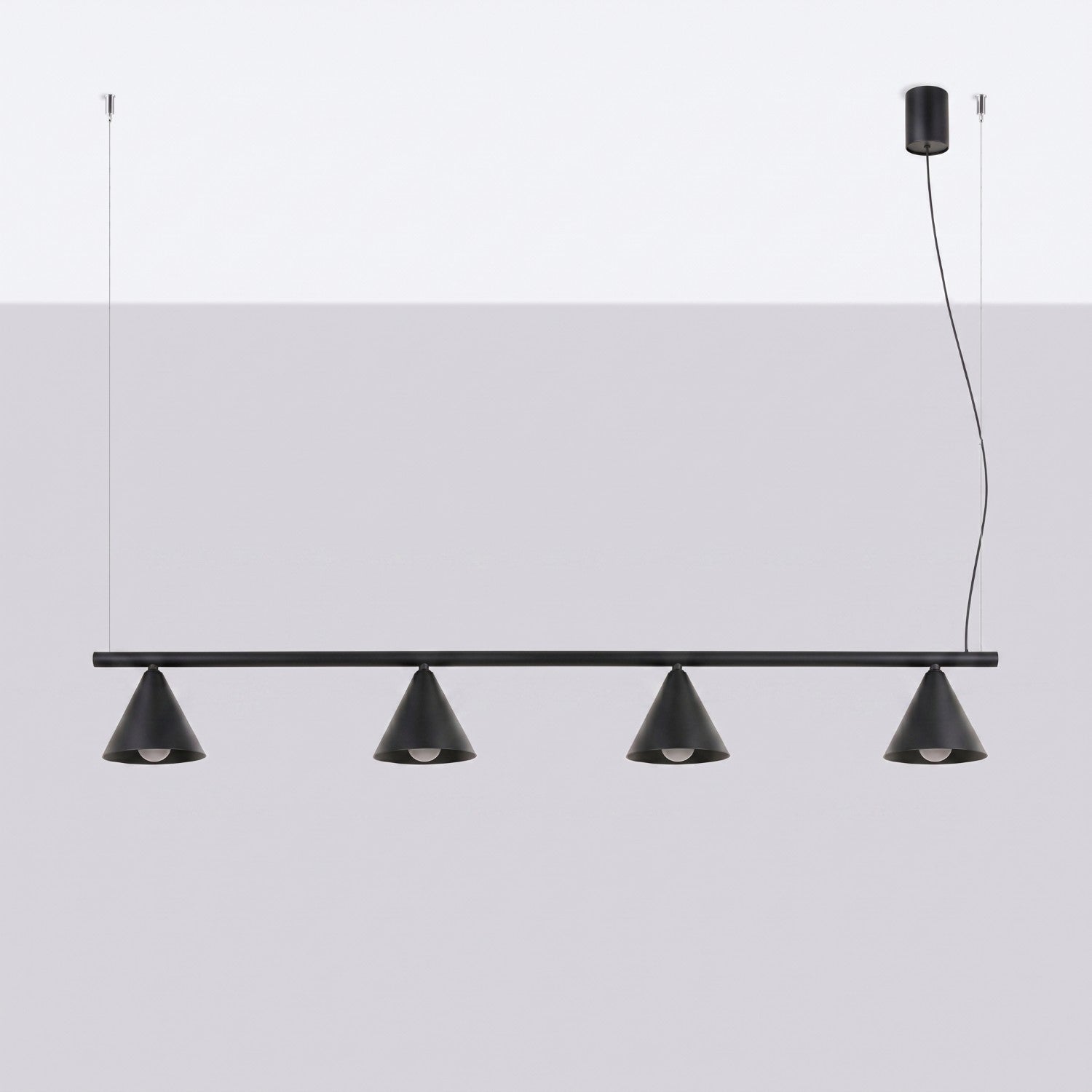 Lustre Nox 4 cônes acier noir E14, vue 2
