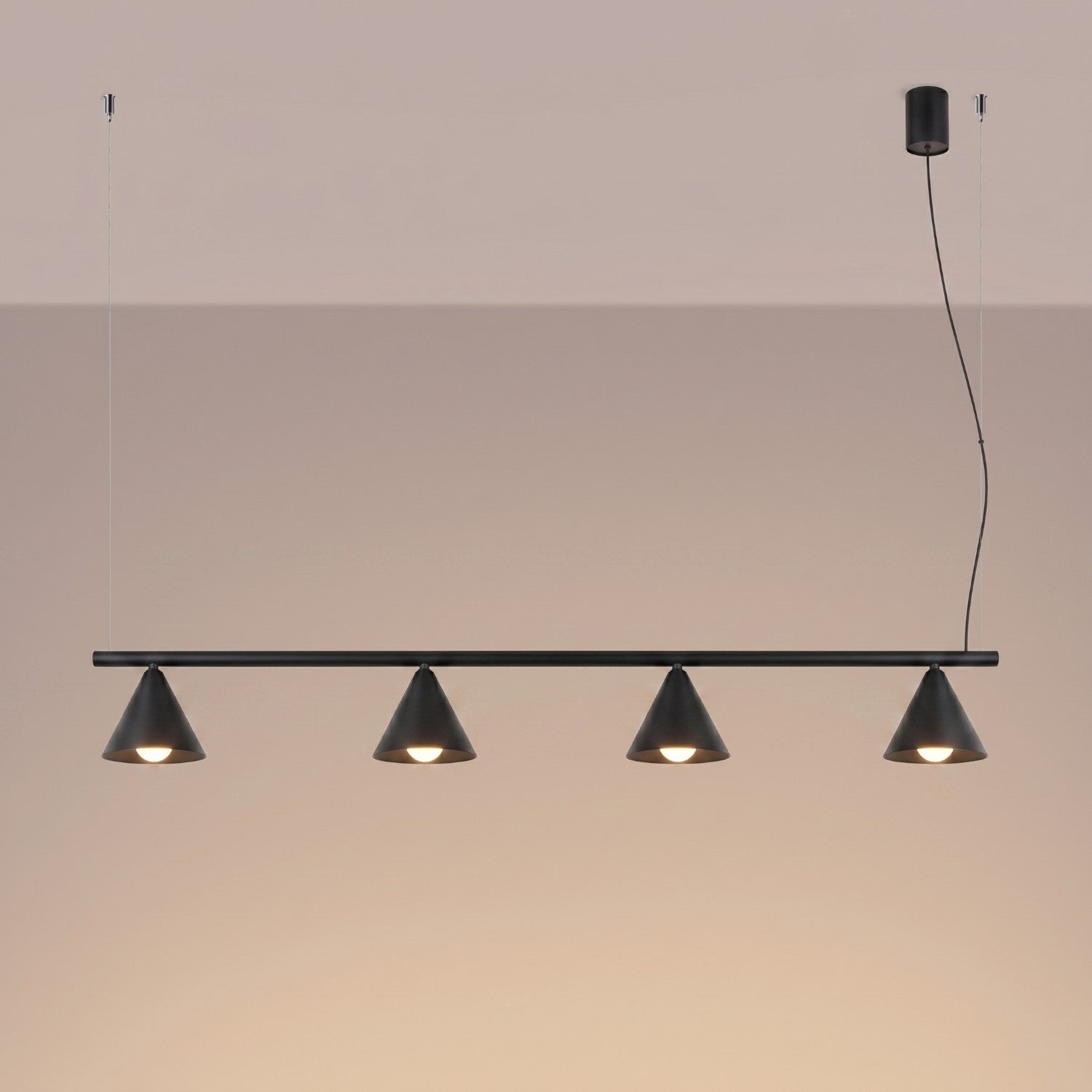 Lustre Nox 4 cônes acier noir E14, vue 3