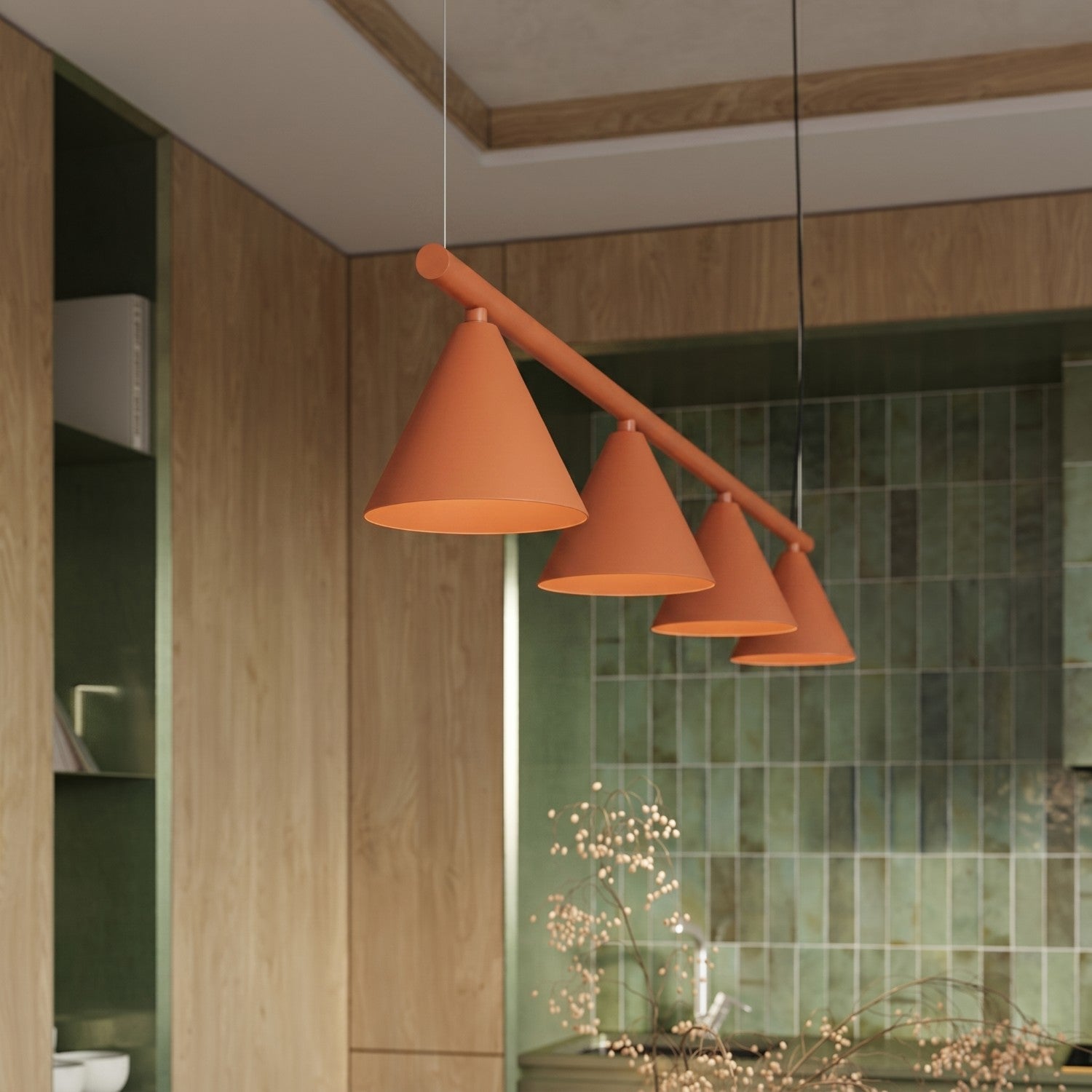 Lustre Nox 4 cônes acier rouge ocre E14, vue 15