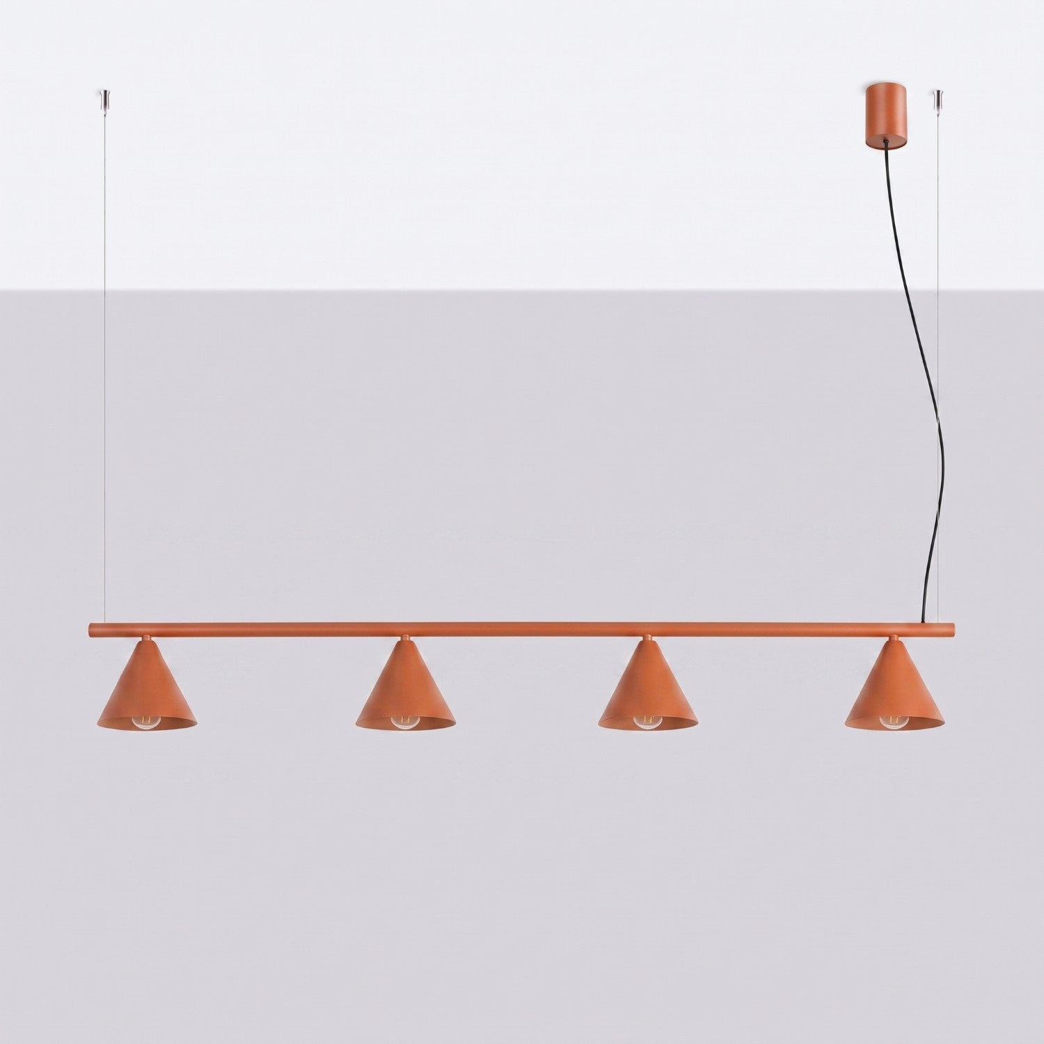 Lustre Nox 4 cônes acier rouge ocre E14, vue 2