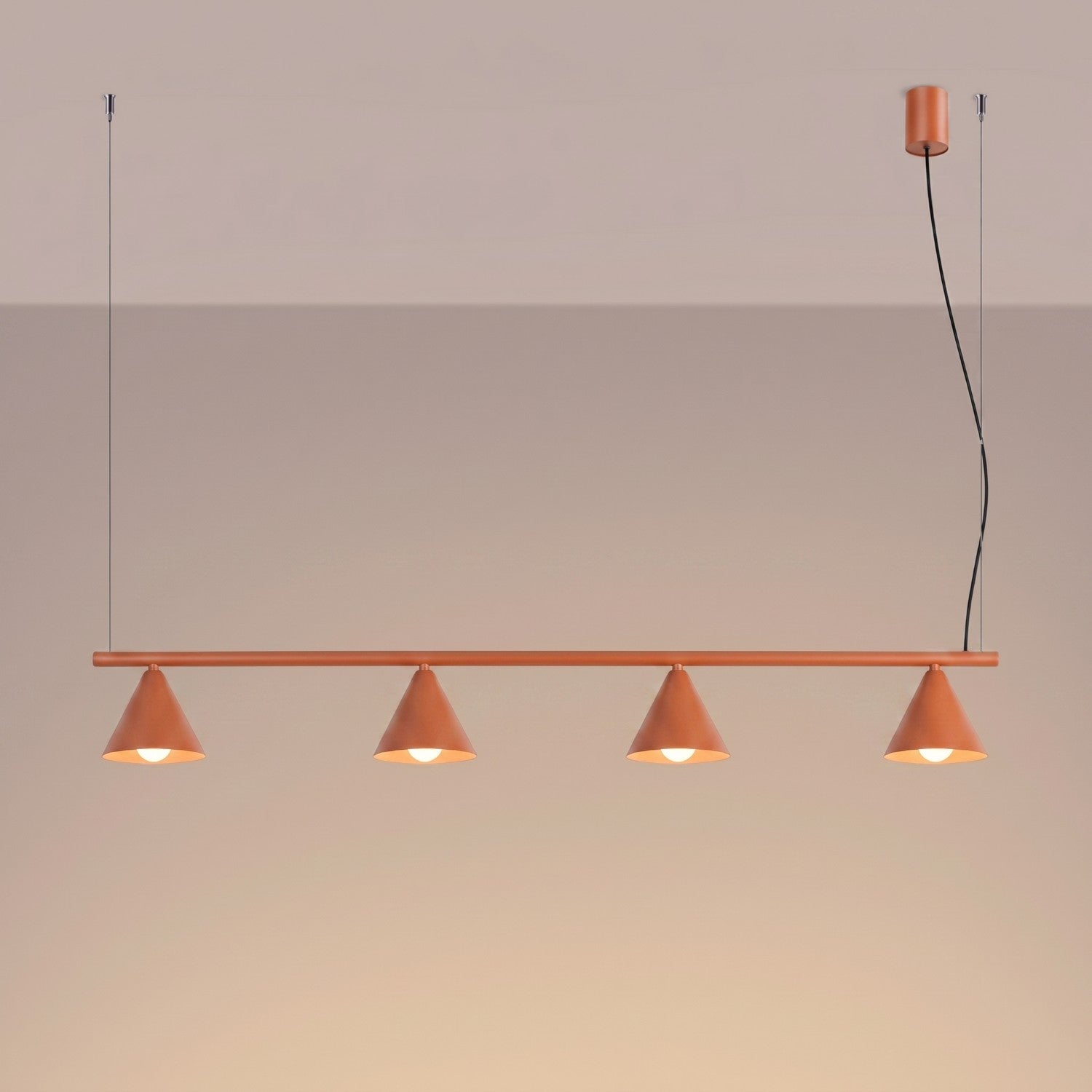 Lustre Nox 4 cônes acier rouge ocre E14, vue 3
