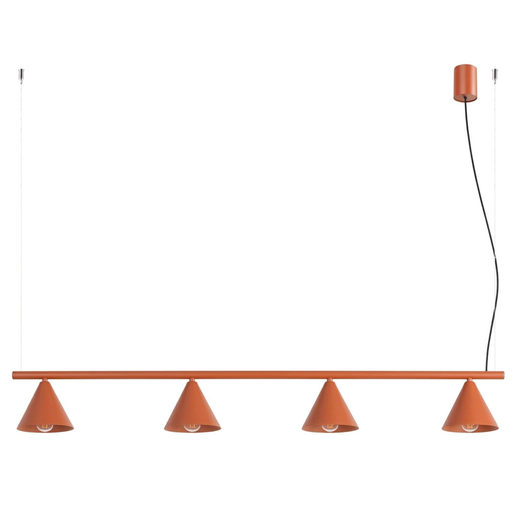 Lustre Nox 4 cônes acier rouge ocre E14