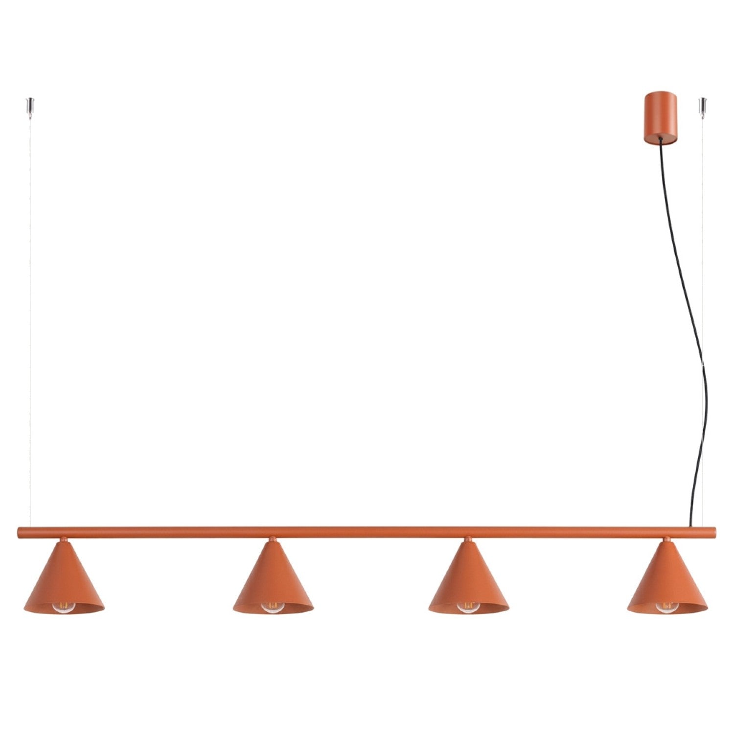 Lustre Nox 4 cônes acier rouge ocre E14