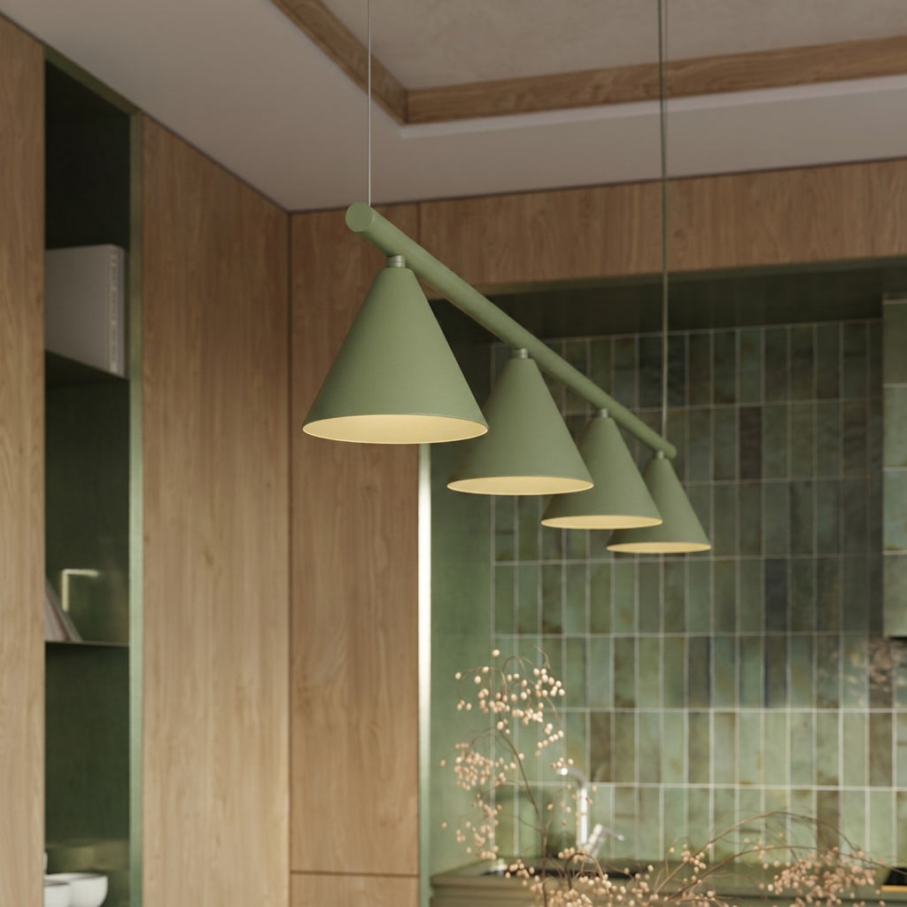 Lustre Nox 4 cônes acier vert olive E14, vue 15
