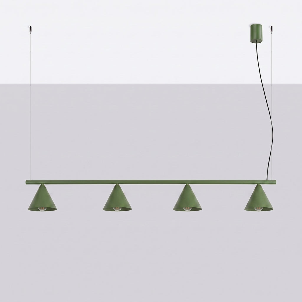 Lustre Nox 4 cônes acier vert olive E14, vue 2