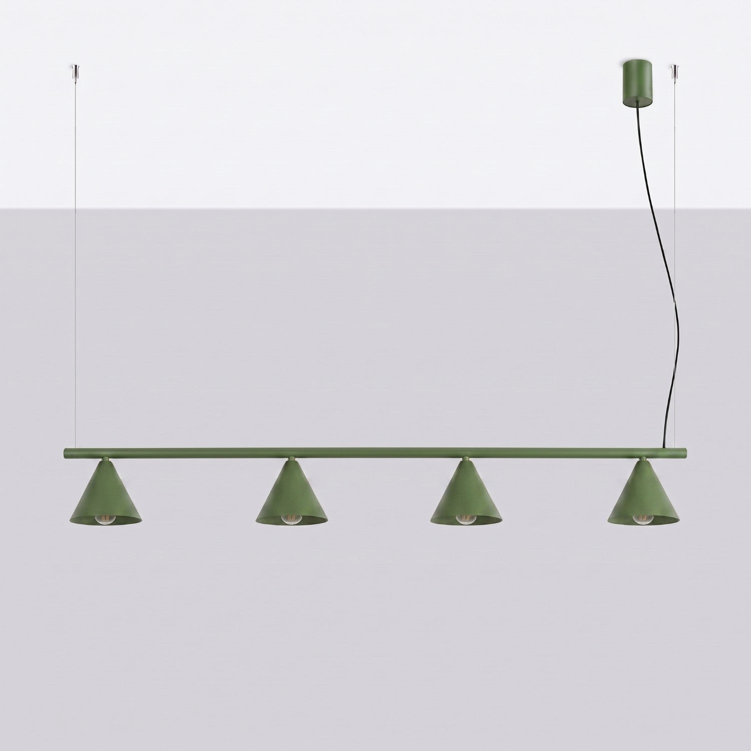 Lustre Nox 4 cônes acier vert olive E14, vue 2