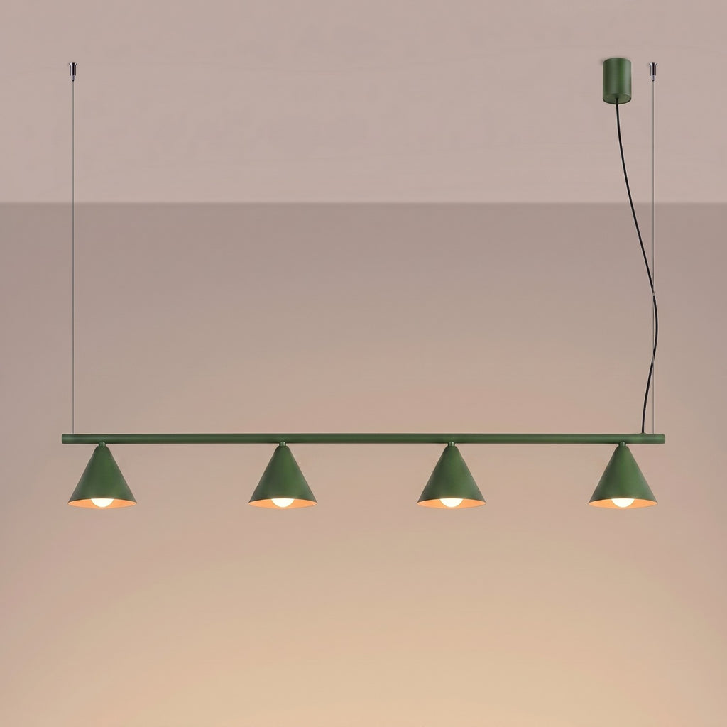Lustre Nox 4 cônes acier vert olive E14, vue 3