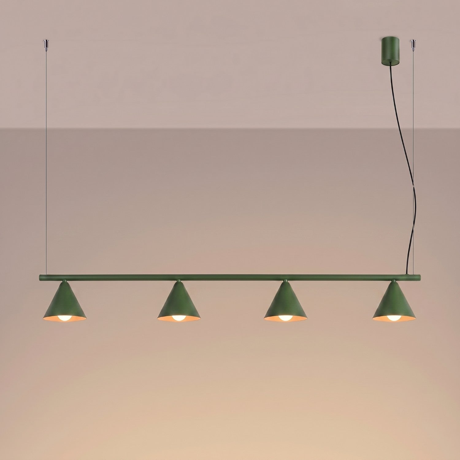 Lustre Nox 4 cônes acier vert olive E14, vue 3