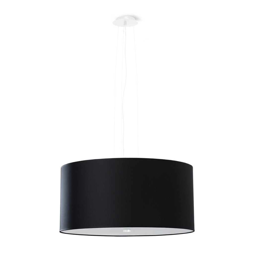 Lustre Otto 50, abat-jour tambour en tissu noir suspendu, vue de face