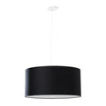 Lustre Otto 50, abat-jour tambour en tissu noir suspendu, vue de face