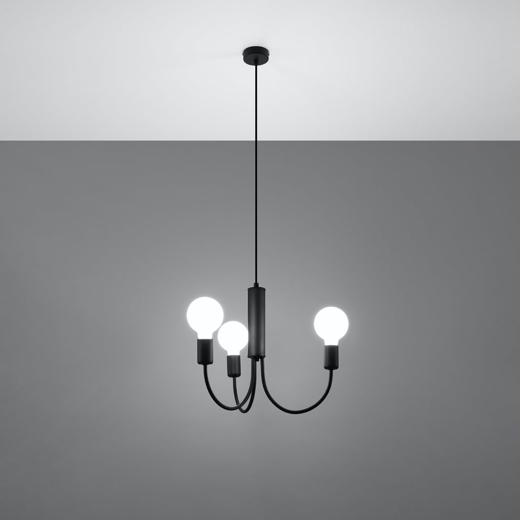 Lustre Piccolo 3 en métal noir allumé