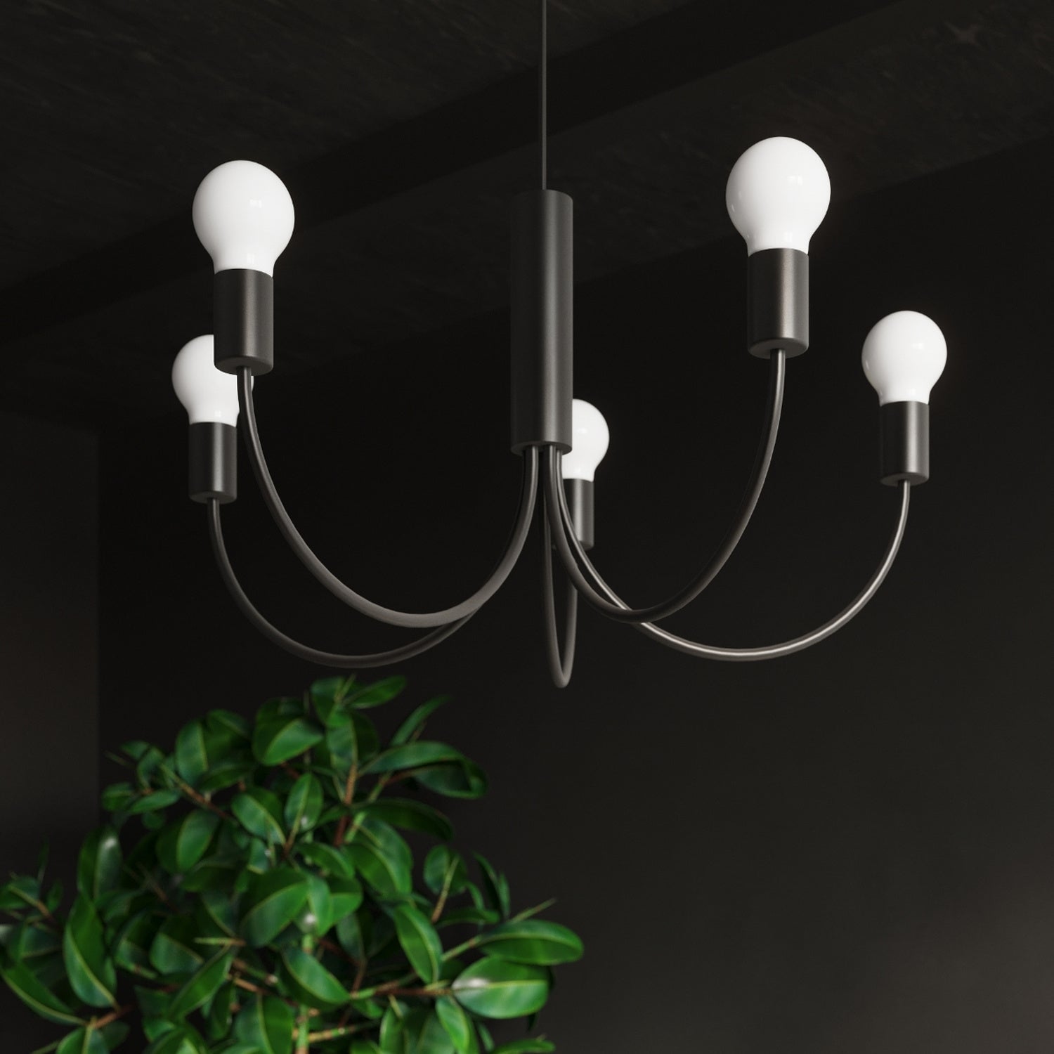 Lustre Piccolo 3 en métal noir en situation dans une décoration soignée