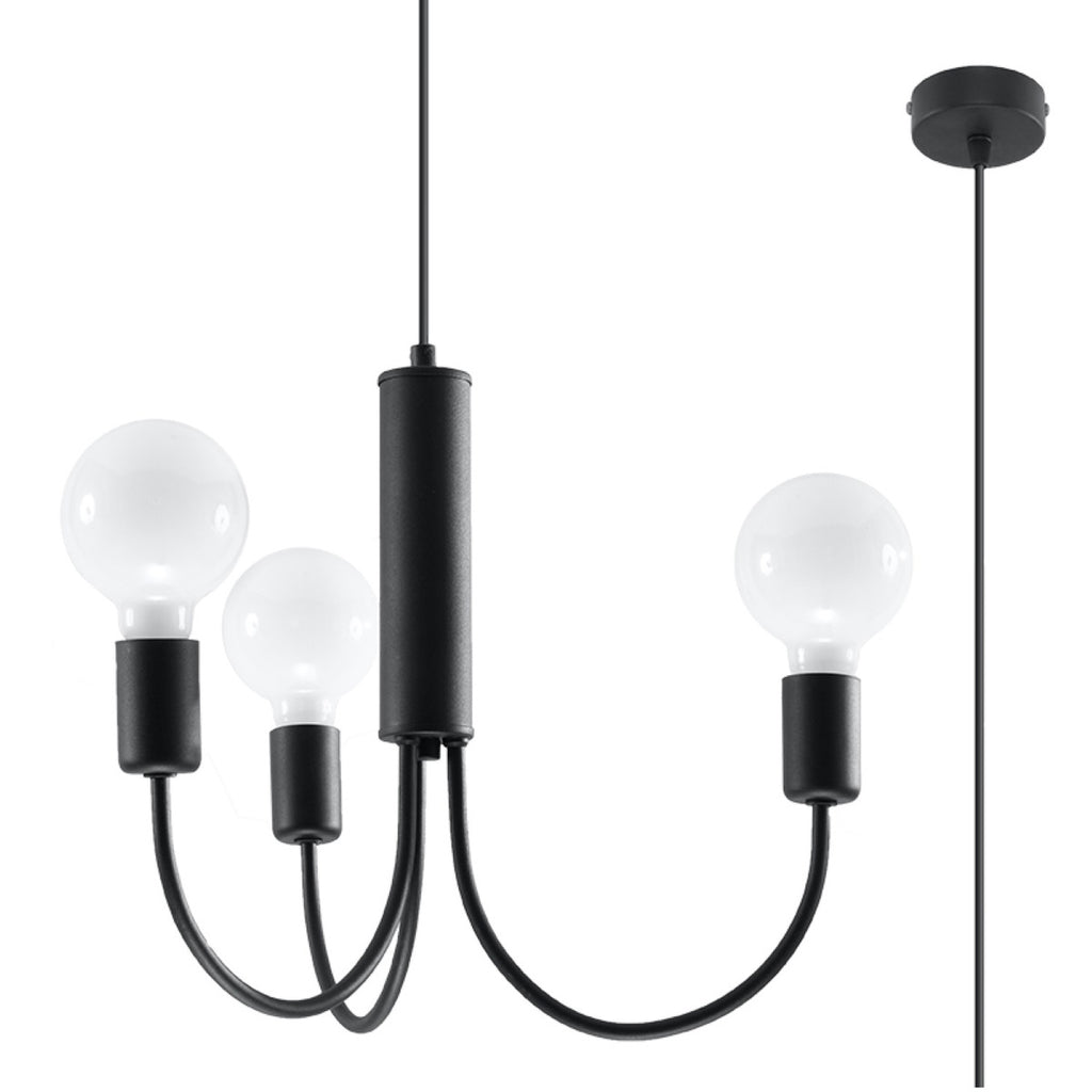 Lustre Piccolo 3 en métal noir, vue de face