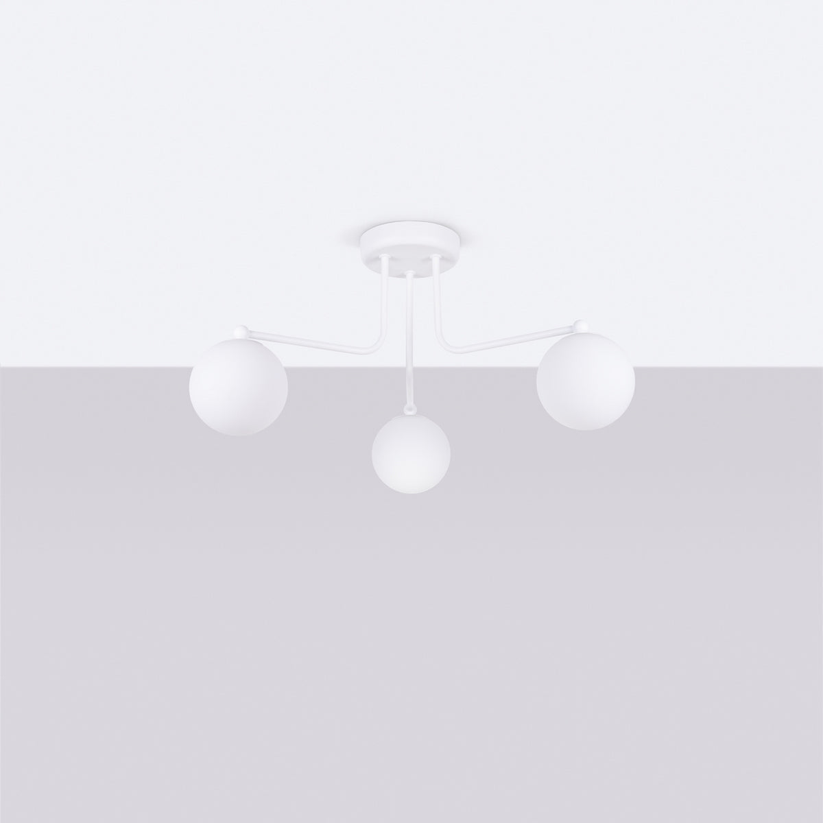 Lustre plafonnier Astral 3 Métal blanc fixé au plafond sur fond gris clair