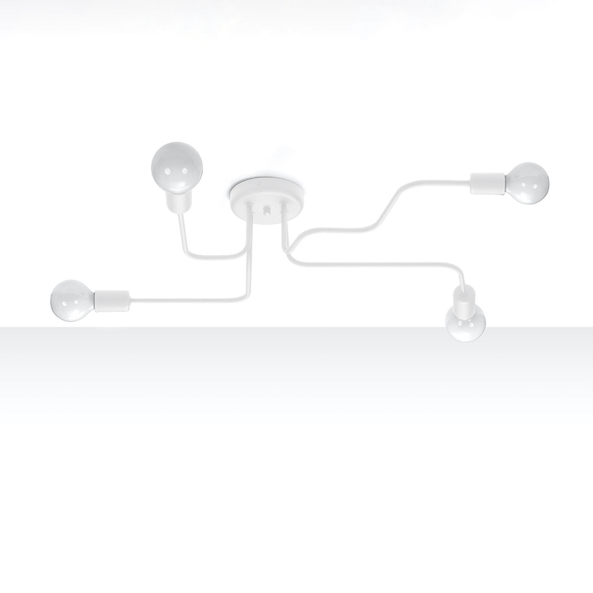 Lustre plafonnier Vector 4 Métal blanc fixé au plafond sur fond clair