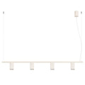 Lustre Rayo 4 laque beige sur fond blanc avec sa barre ses quatre spots cannelés et sa rosace