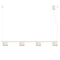 Lustre Riff 4 laque beige sur fond blanc avec sa barre ses quatre têtes nervurées et sa rosace