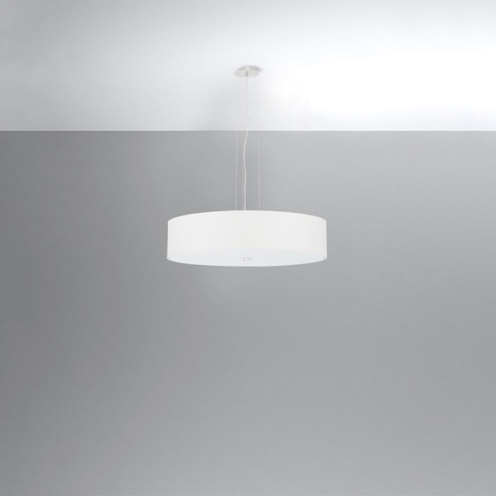 Lustre Skala 50 en tissu blanc, vue montrant le diffuseur en verre dépoli