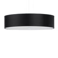 Lustre Skala 50 en tissu noir, abat-jour tambour suspendu, vue de face