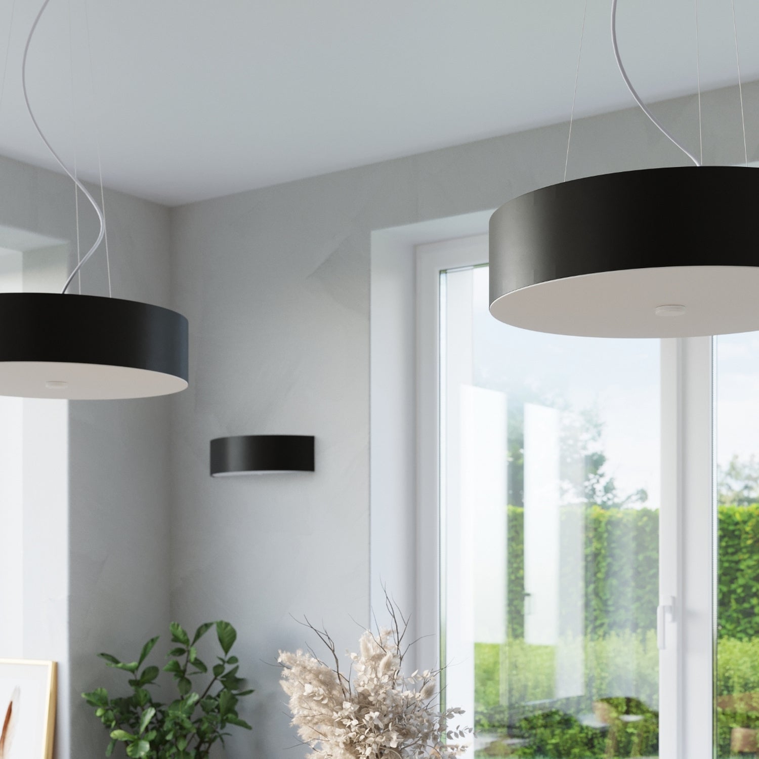 Lustre Skala 70 en tissu noir dans un séjour