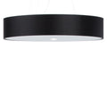 Lustre Skala 70 en tissu noir, grand abat-jour tambour suspendu, vue de face